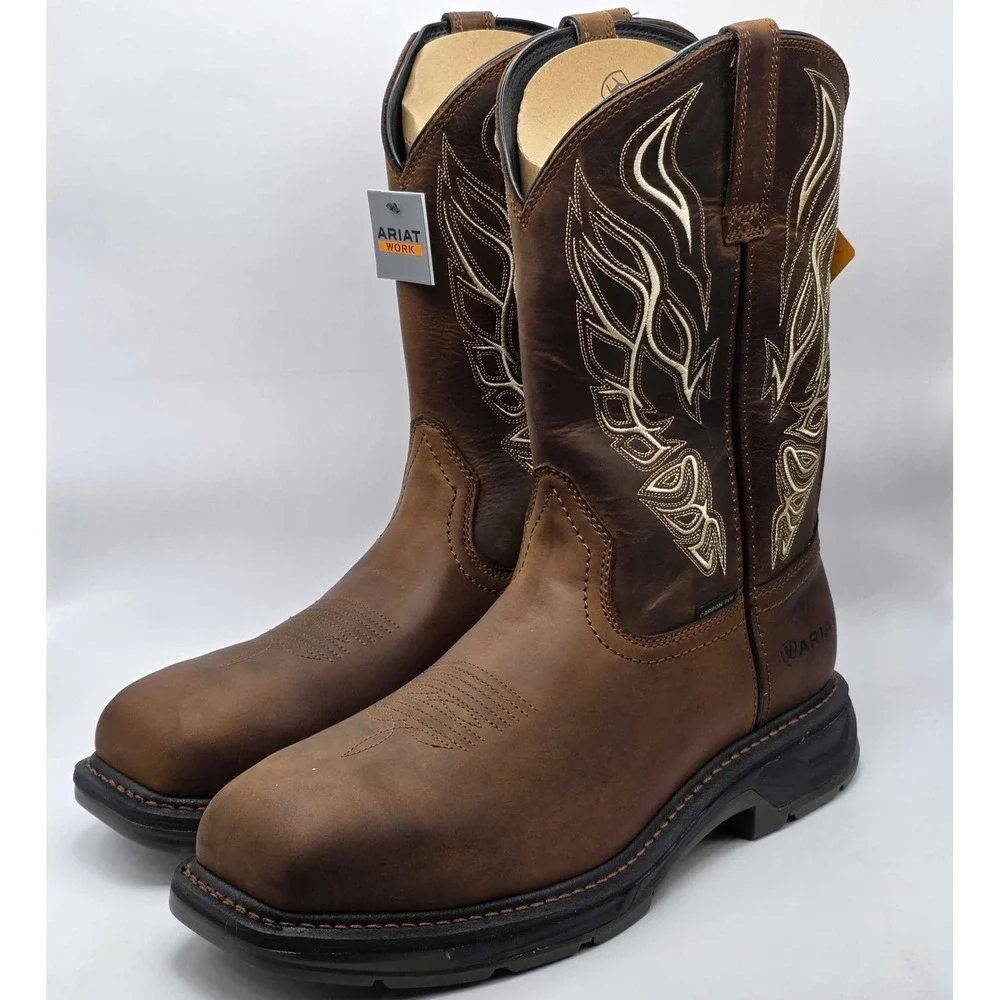 Ariat WorkHog XT Phoenix Carbon Toe Pull On Work Boots Men's 12 EE Brown NWT